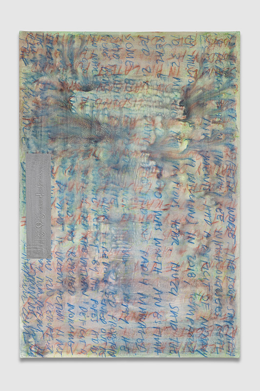 Dashiell Manley_Heavens No_2019_watercolor pencil, acrylic, and enamel on canvas_37h x 25w in