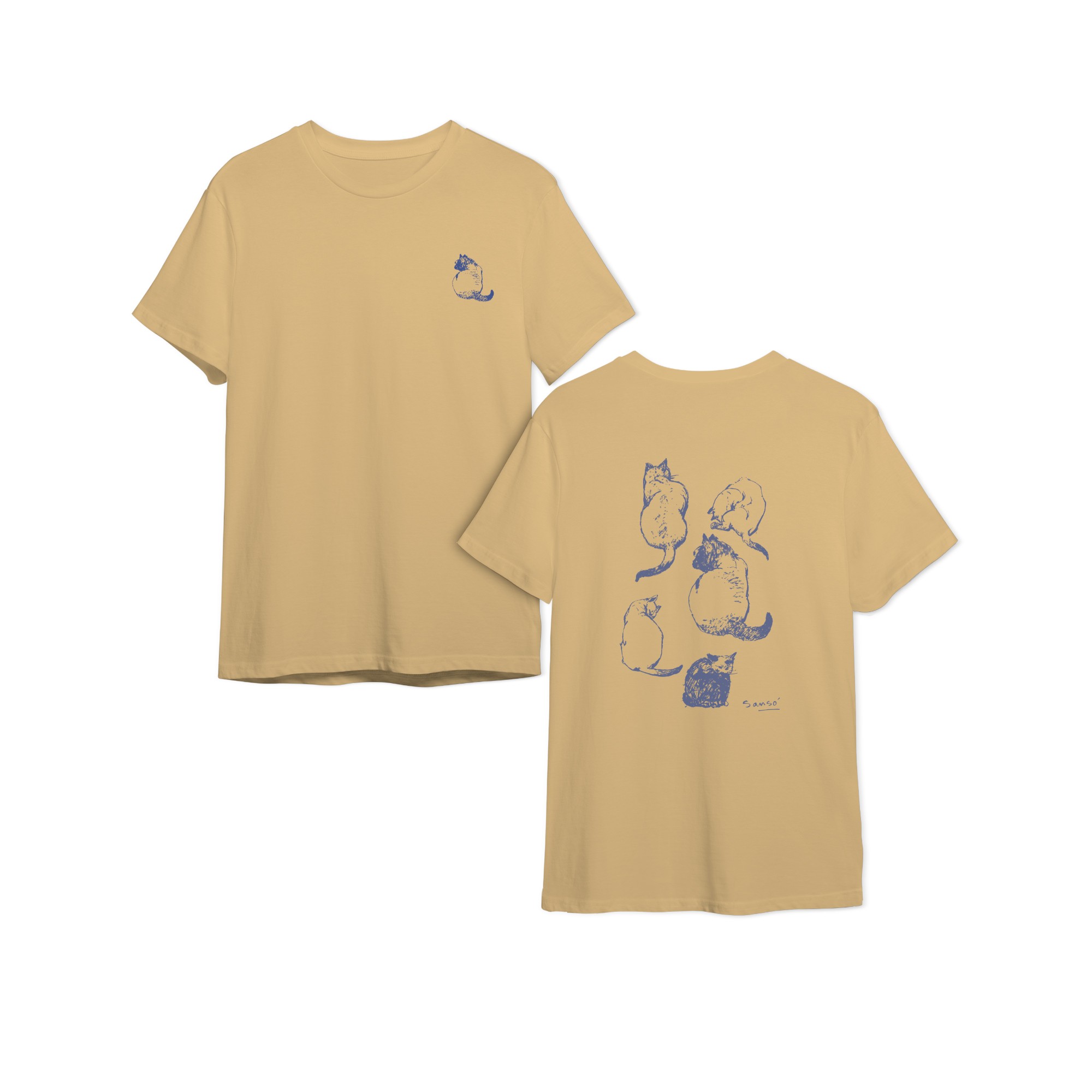 Sketches of Cats by Juvenal Sansó T-Shirt (Khaki) (XL)