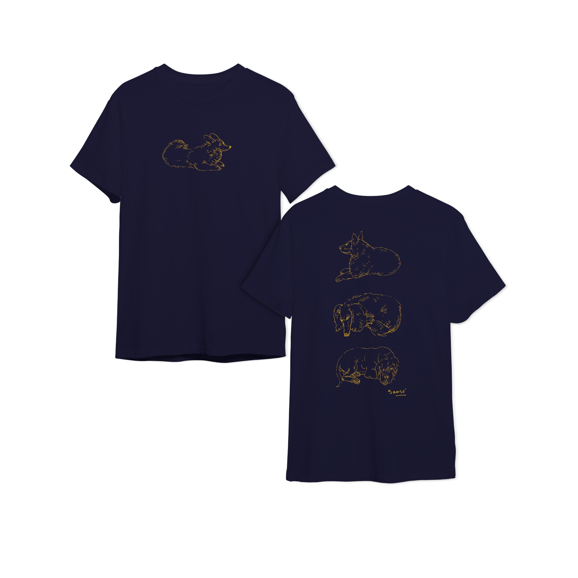 Sketches of Dogs by Juvenal Sansó T-Shirt (Navy) (XS)