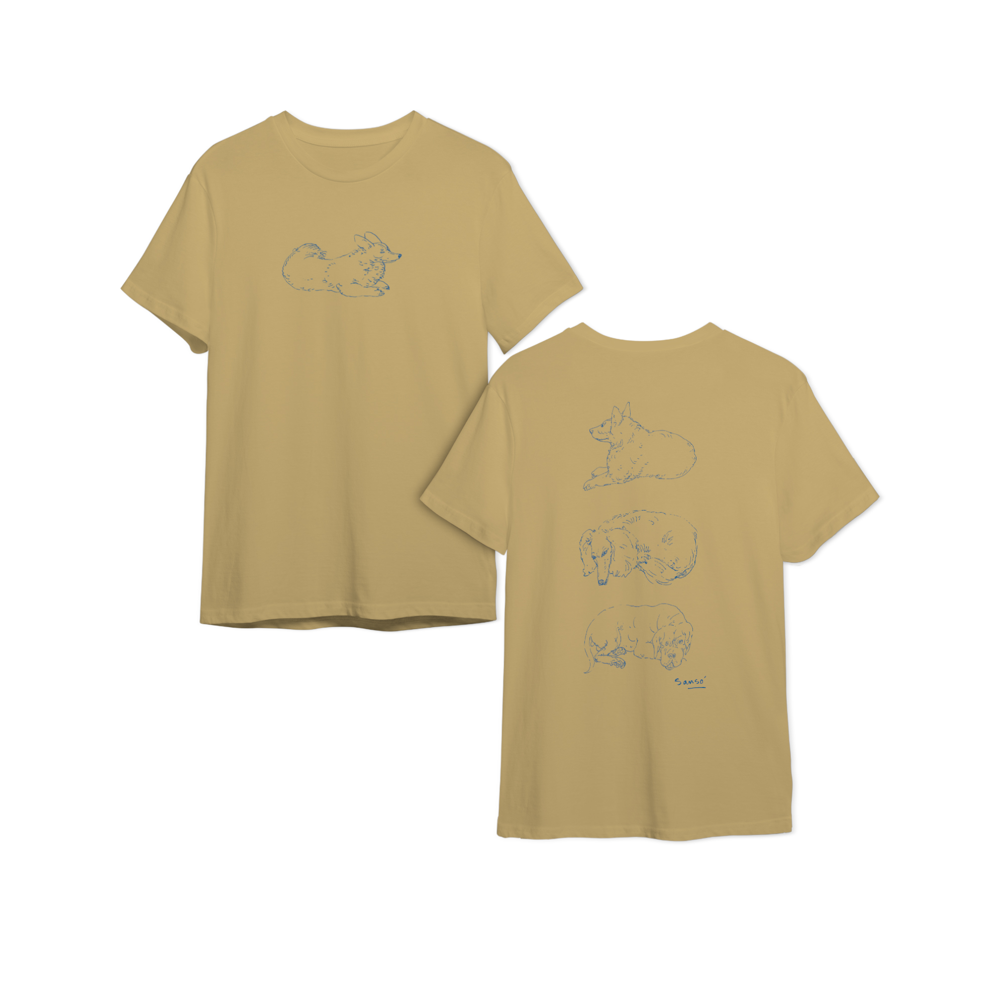 Sketches of Dogs by Juvenal Sansó T-Shirt (Khaki) (S)